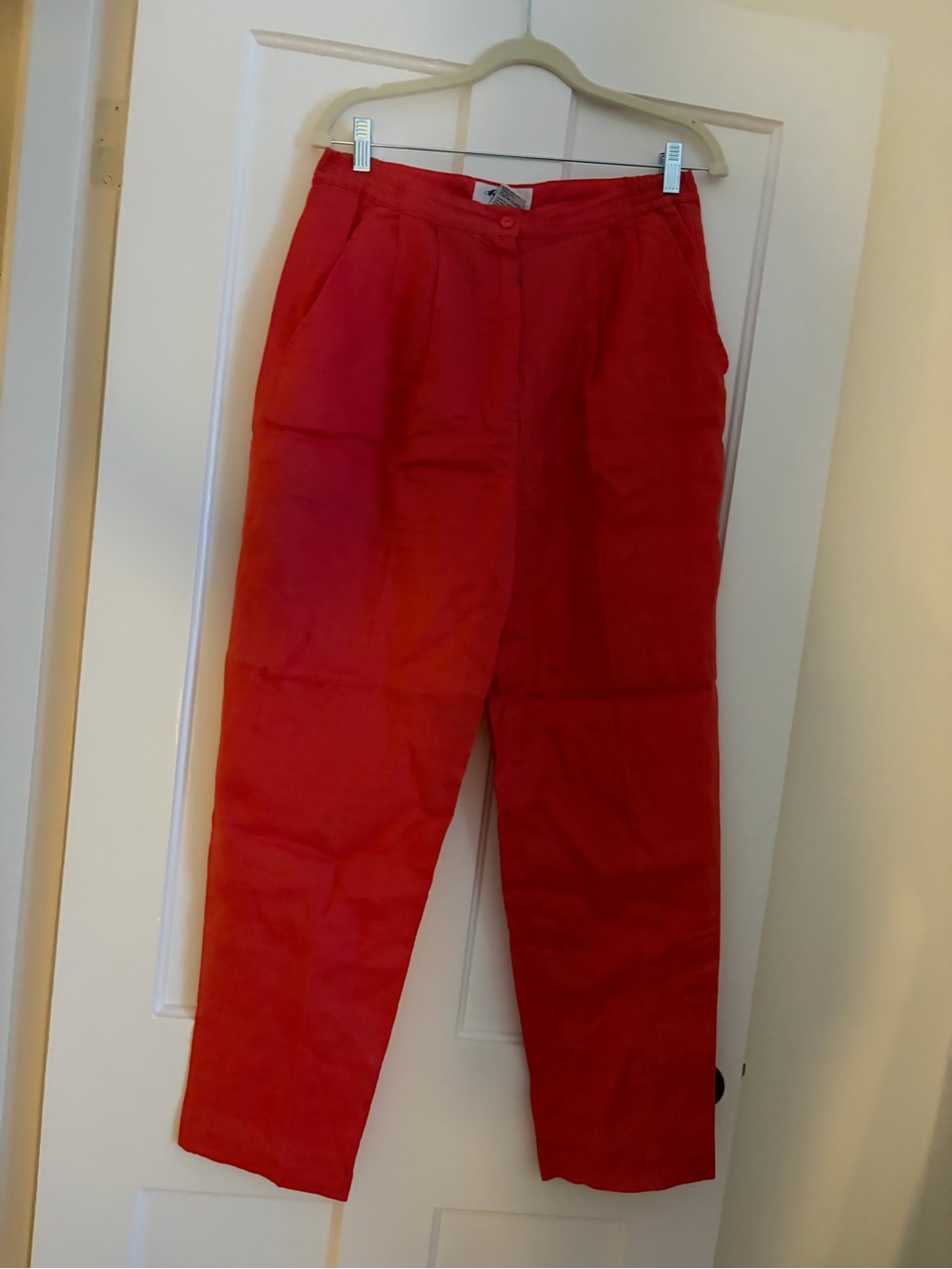 Vintage Coral Linen Straight Leg Trousers